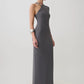 Women One‑Shoulder Metal Ring Decor Sexy Maxi Dress Sleeveless Bodycon Evening Gown Wedding Guest Party Long Dress