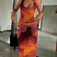 Flower Print Backless Halter Top and Maxi Skirt 2 Piece Set Elegant Sexy Summer Vacation Outfits Women