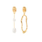 Elegant Imitation Pearl Drop Earrings for Women Retro Irregular Square Metal Pierced Dangle Earrings Wedding Jewelry