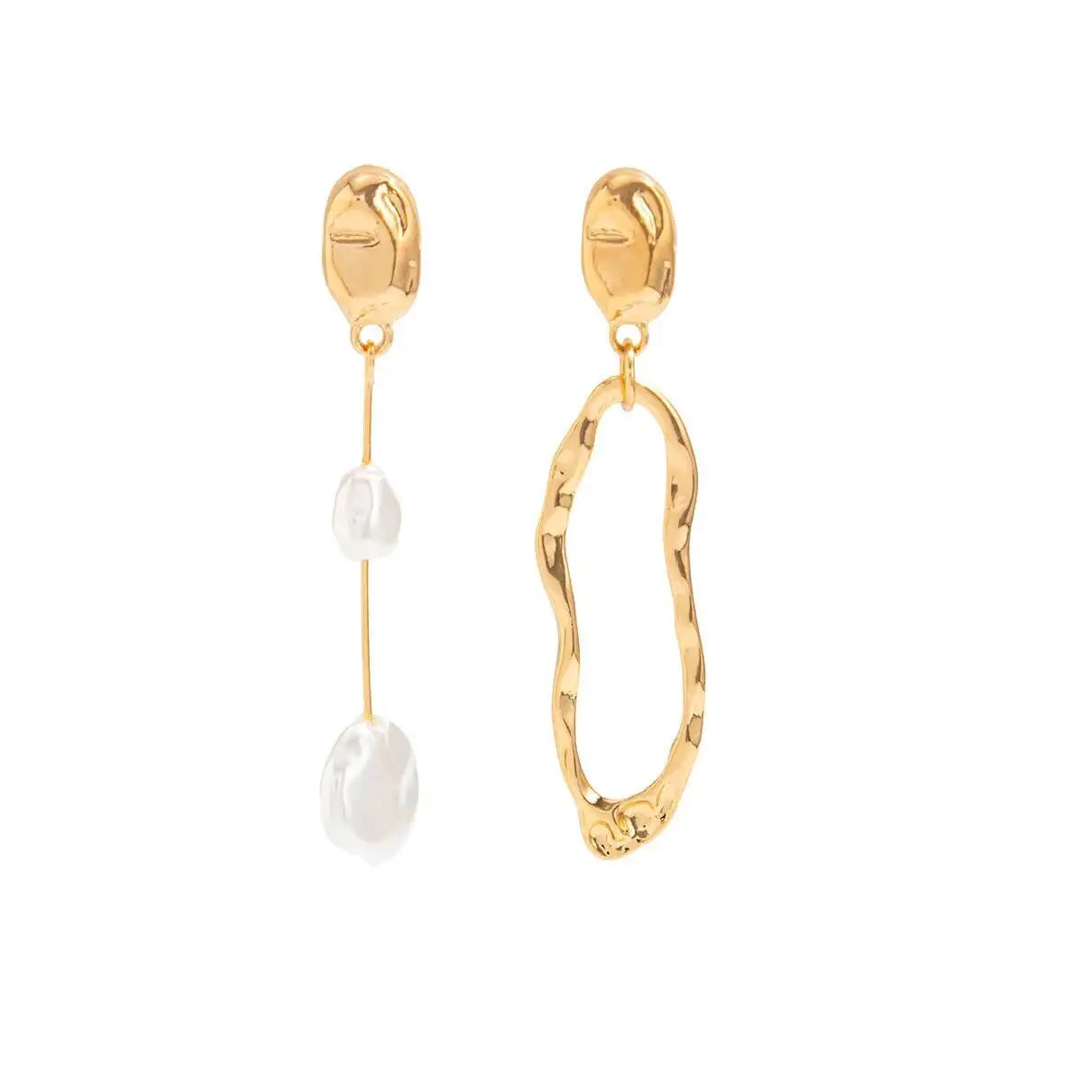 Elegant Imitation Pearl Drop Earrings for Women Retro Irregular Square Metal Pierced Dangle Earrings Wedding Jewelry