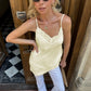 Women Y2K Lace Trim Camisole Tops Dress Backless Spaghetti Strap Tank Top Sleeveless Flowy Tunic Blouses Summer Tops