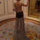Bandages Cross Backless Dress Women Leopard Print Mesh Patchwork Irregular Hem Low-Neck Fashion Trend Party Bodycon