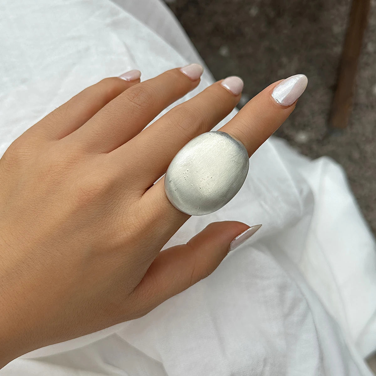 2Pcs Creative Matte Elliptical Geometric Open Ring Set for Women Punk Gold Color Adjustable Finger Ring Wed Accessories