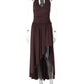 Women Halter Deep V Neck Sexy Midi Dress Ruched Bust Waist Bodycon Long Dress Elegant Club Vacation Party Dress