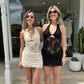 See Through Lace Patchwork Halter Mini Dresses for Women Sexy Vacation Outfits 2025 Summer Dress