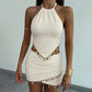 2 Piece Set Sequins Halter Top and Mini Skirt Matching Sets Sexy Womens Beach Vacation Outfit Summer 2026