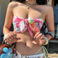 Sexy Backless  Tank Top Women Summer Trend Print Knot Bandages Ruched  Sleeveless Wild  Vacation Beach Party Club Ves