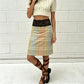 Low Waist Lace Trim Midi Skirt Women Casual Solid/Striped Bodycon Skirt Y2K Streetwear Fashion Mid-Length Pencil Skirt