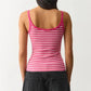 Women Striped Ribbed Tank Top U Neck Sleeveless Slim Fit Cami Top Y2K Retro Stripe Print Summer Casual Camisole