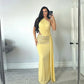 Yellow Two Piece Set Sequin-embellished Maxi Skirt and Top Beach Party Outfits for Woman Sexy Clothes