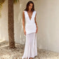 Transparent Mesh Patchwork Black Long Summer Dress Sexy Elegant Deep V Neck Sleeveless Backless Maxi Dresses