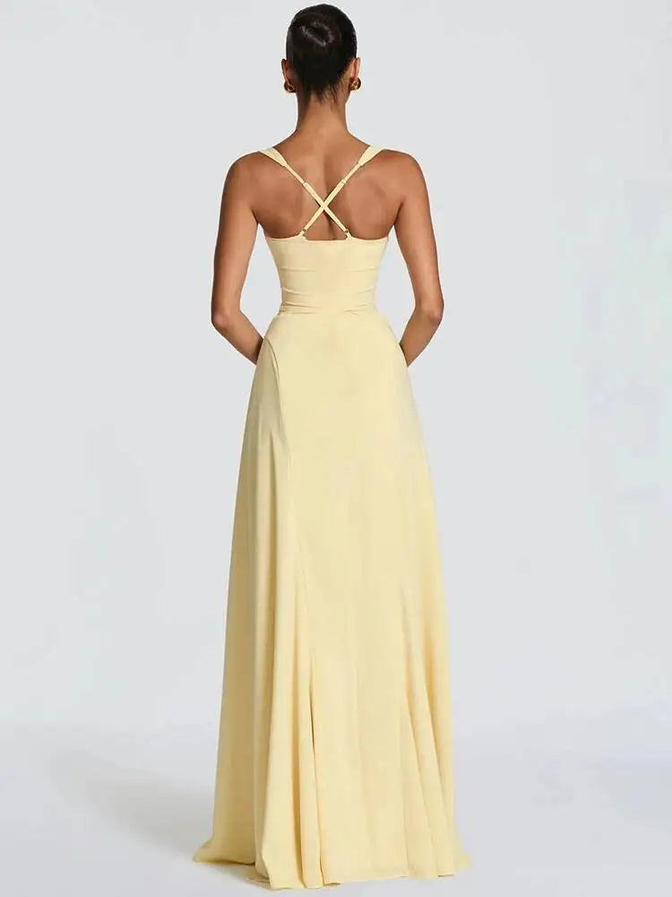 Off-shoulder Backless Sexy Maxi Dress Women Elegant Spaghetti Strap Sleeveless Bodycon Club Party Evening Dress Fashion