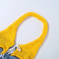 Blue and Yellow Hollow Knit Two Piece Set Woman Summer Beach Outfits 2026 Sexy Halter Top Skirt Matching Sets