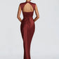 Satin Cowl Neck Mermaid Maxi Dress Women Elegant Sleeveless Draped Ruched Bodycon Long Evening Party Gown Vestidos
