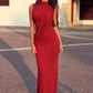 High Neck Draped Ruched Maxi Dress Women Elegant Sleeveless Bodycon Evening Club Party Long Dress Female Cocktail Gown