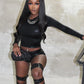 Silk Women 2 Piece Set Autumn Simple Tight Full Sleeve Crop Tops+Shorts Casual Skinny Streetwear Matching Outfits