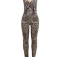 Peach Buttocks Jumpsuit Women Leopard Print Coquette Summer Trend Midnight Club Activity FitStretch Workout Overalls
