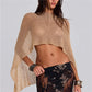 Women Sexy Sheer Cover Ups Solid Color See Through Off Shoulder Shrug Pullover Tops Mesh Knit Poncho for Beach