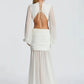 Deep V Neck Long Sleeve Sexy Maxi Dress Women Gown Fashion Hollow Out Backless Ruched Club Party Long Dress Elegant