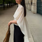 Women 2 In 1 Chiffon Cape Shirts Mock Neck Sheer Flowy Cloak Sleeve Crop Tops Slim Fit Inner Tube Layered Elegant Party