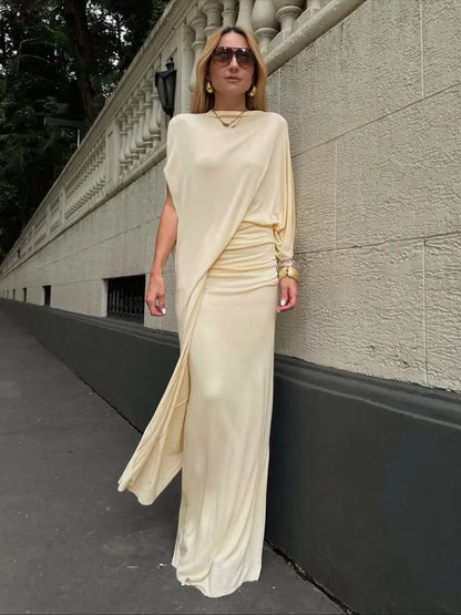 2 Piece Sets Asymmetrical Top and Maxi Skirt Matching Outfits Elegant Dress Suits Woman 2026 New Arrivals