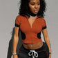 Summer 2Piece Set Tracksuit Women Zip Patchwork Shorts Sleeve Crop Tops+Shorts Matching Sporty Skinny Stretch Outfits