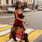 Red Floral High Low Dress 2025 Woman Sexy Sleeveless Asymmetrical Ruffled Long Dresses