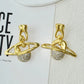 Sparkling Alloy Plated Saturn Planet Dangle Earrings for Women Jewelry Fashion Show Ladys' Statement Earrings Accessory