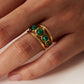New Design Natural Stone Stainless Steel Ring Women Waterproof Stylish Golden Jewelry 2022 NEW Set