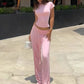 Casual Simple Style 2 Piece Set Woman Summer Trend o-Neck Short Sleeve T-Shirts+Drawstring Straight Pants Streetwear