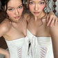 Bandage Tassel Tank Tops Cross Patchwork Jacquard Folds Low-Neck Music Festival Party Summer Sexy Hottie Streetwear