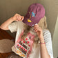 Women's Cute Embroidered Baseball Cap, Vintage Washed Cotton Dad Hat with Funny Print, Adjustable Casual Daily Sun Hat