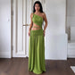 Asymmetric Cut Out One Shoulder Maxi Dress Women Clothing Elegant Sexy Party Dresses Green Burgundy