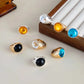 Vintage Irregular Acrylic Rhinestone Metal Rings Trendy Geometric Aesthetic Women's Finger Jewelry Gift
