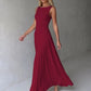 Cowl Neck Backless Sexy Midi Dress Women Elegant Ruched Waist Bodycon Long Evening Club Party Dress Female Gown