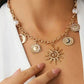 Vintage Sunflower Moon Scallop Pendant Choker Necklace for Women Collares Trend Goth Clavicle Chain Daily Jewelry Gift