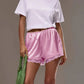 Lace Trim Satin Shorts for Women Silky Elastic Waist Mini Shorts Casual Lounge French Knickers Slip Boxer Pj Bottoms