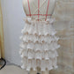 Women Summer Sleeveless Spaghetti Strap Dress Solid Color Chiffon Tiered Ruffled Mini Party Dress Vacation Streetwear