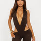 Hipster 2 Piece Set Women Sexy Deep V-Neck Hollow Bandage Bodysuit+Flare Pants Summer Midnight Matching Clubwear Suit