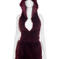 Hooded Furry 2 Piece Set Women Sexy U-Neck Backless Bandage Tank Tops+Tight Mini Skirt Chic Midnight Party Clubwear
