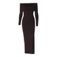 Off Shoulder Split Long Dresses Sexy Evening Party Outfits Winter Black Red Dress Women Elegant Gown