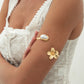 2025 New Bohemia Retro Gold Color Flower Open Bangles Women Fashionable Elegant Imitation Pearls Arm Bracelets Jewelry