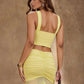 Elegant Dress Woman Off Shoulder Irregular Halter Backless Waistless Mesh Patchwork Ruffles Decoration Skinny Bodycon