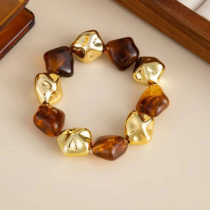 6 Style Boho Punk Geometric Acrylic Resin Elasticity Bangles for Women Vintage CCB Beads Bangle Bracelets Charm Jewelry