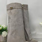 Autumn and Winter New Pointed Metal Buckle Knee High Women's Boots, Thick High-heeled Pants Boots, Fashionable Mid Leg Boots