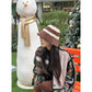 Sweet Striped Color Block Warm Plush Bucket Hat For Women