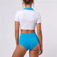 Women Schoolgirl Cosplay Two Piece Outfit Lapel Bow Keyhole Crop Top High Waist Shorts Role Play Lingerie Set