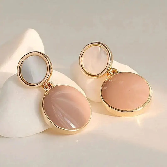 Trendy Simple Geometric Round Pendent Earrings for Women Sweet Elegant Candy Color Drop Oil Dangle Earrings Party Jewelry Gifts