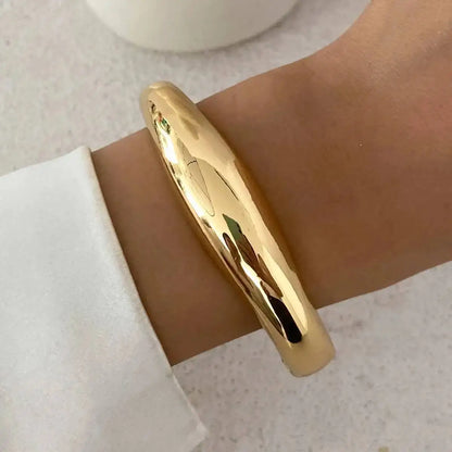 Gold Color Hip Hop Wide Stackable Bracelets Set for Women Fashion Punk Water Drop Bangles Jewelry Gift 3 Styles