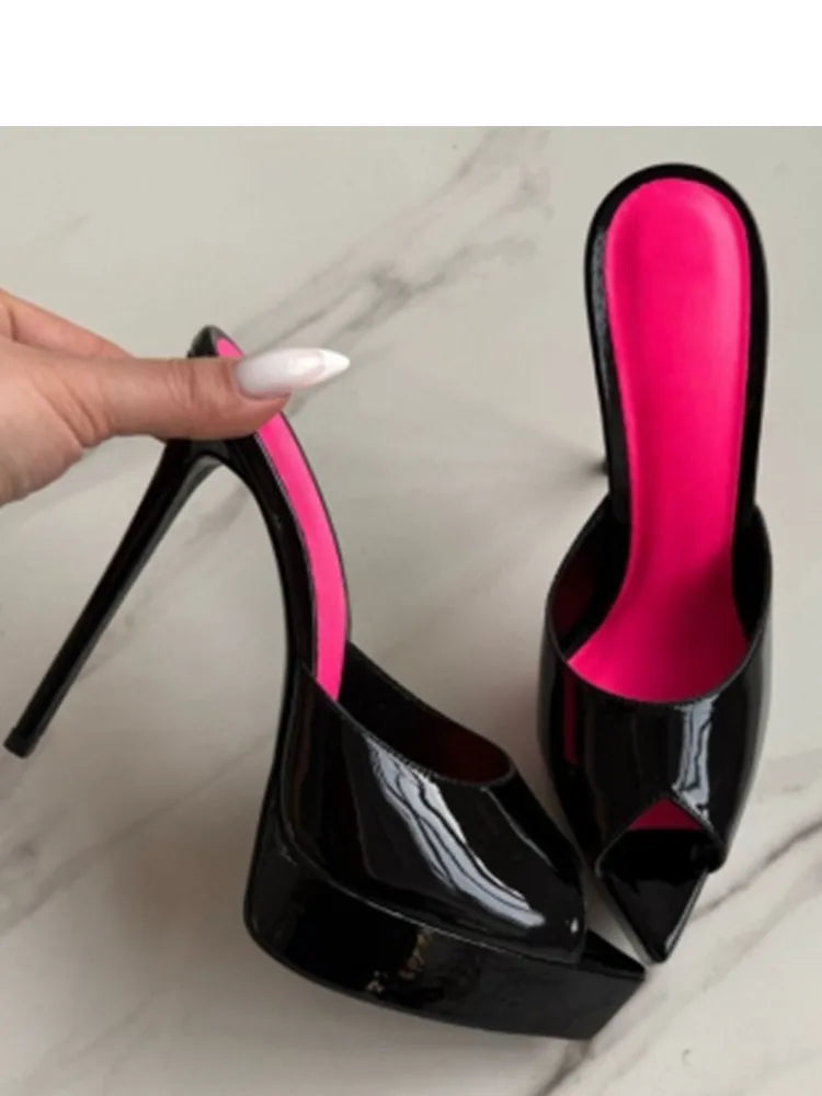 2026 Summer Women's Pointed Toe Open Toe Stiletto Cool Slippers Fashion Women's Wedding Dance Shoes